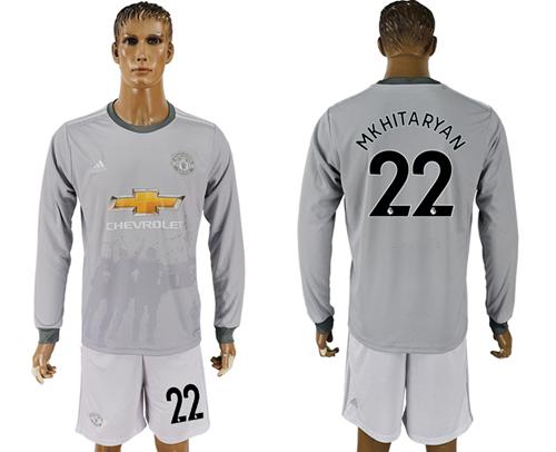 Manchester United #22 Mkhitaryan Sec Away Long Sleeves Soccer Club Jersey